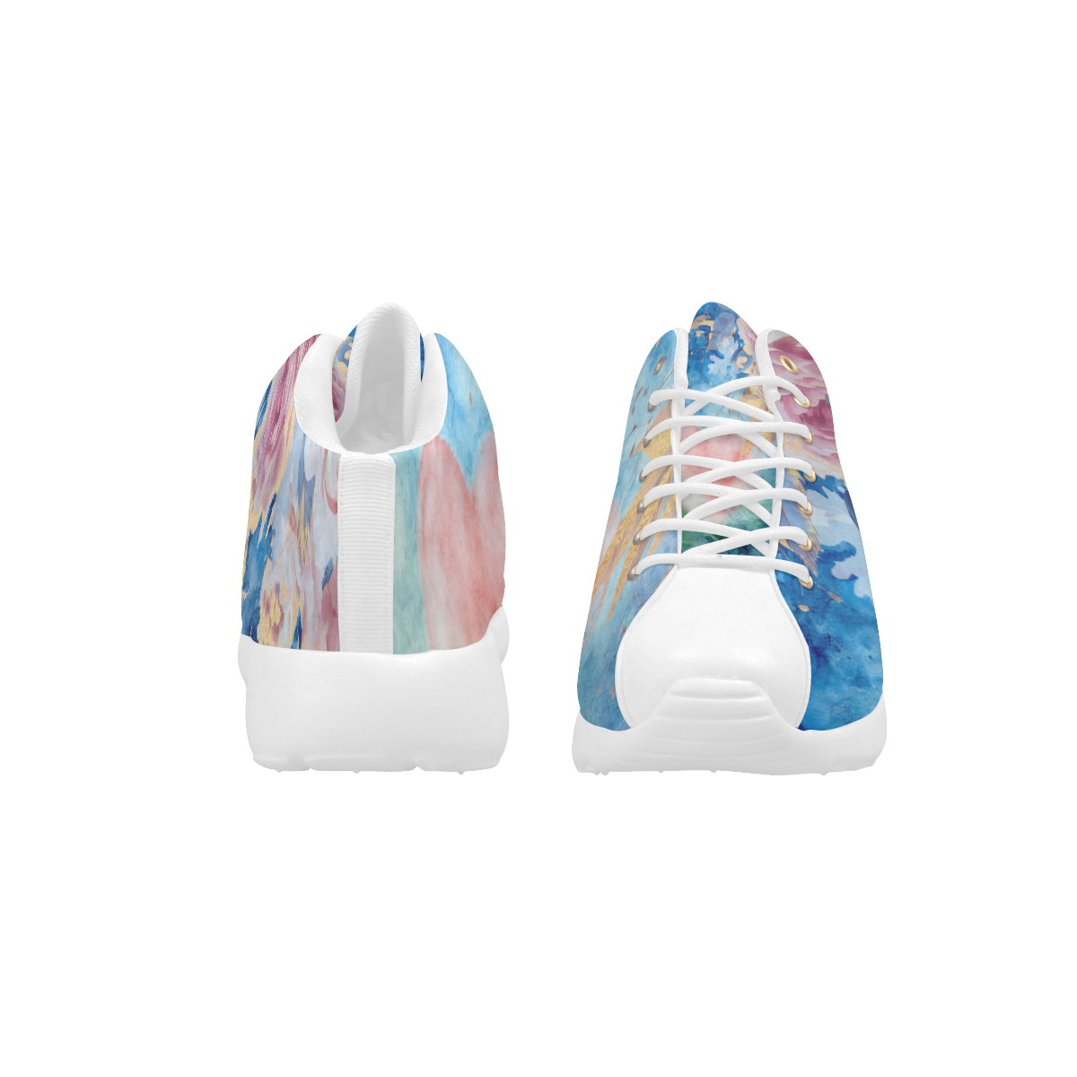 Heart and flowers - Pink and Blue Men's Basketball Training Shoes (Model 47502)