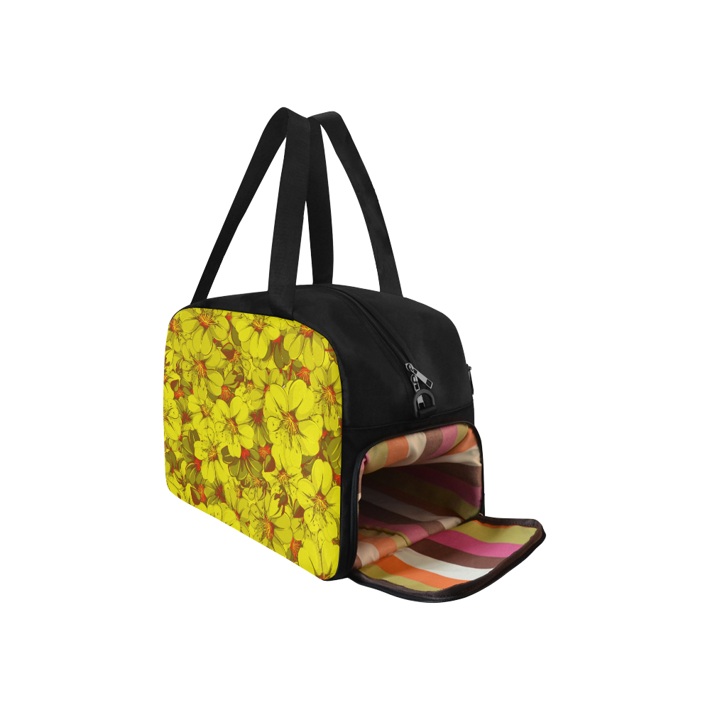 Yellow flower pattern Fitness Handbag (Model 1671)