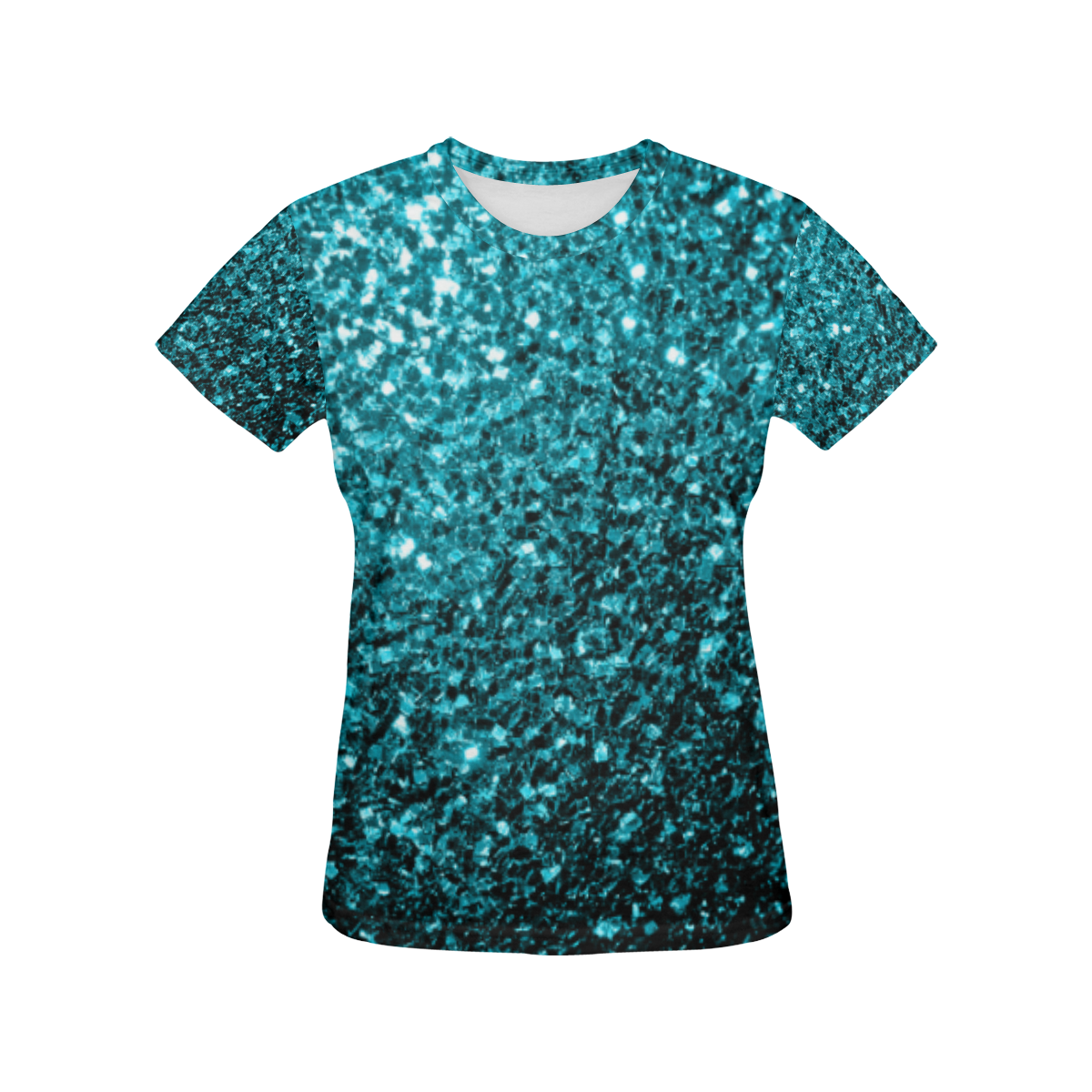Beautiful Aqua blue glitter sparkles All Over Print T-Shirt for Women (USA Size) (Model T40)