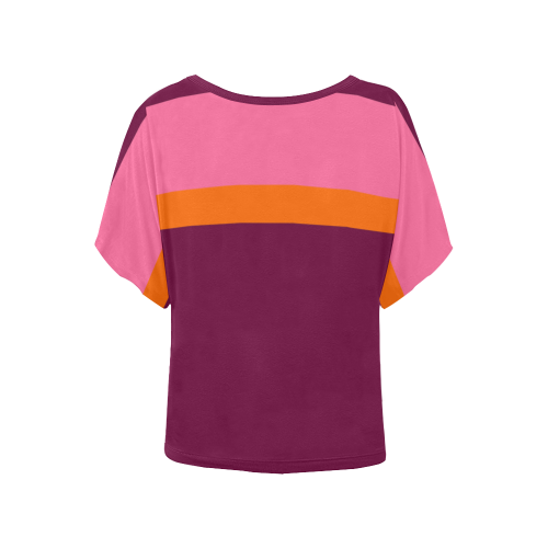 Annabellerockz-stripes-top Women's Batwing-Sleeved Blouse T shirt (Model T44)