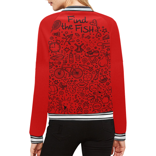 Picture Search Riddle - Find The Fish 1 All Over Print Bomber Jacket for Women (Model H21)