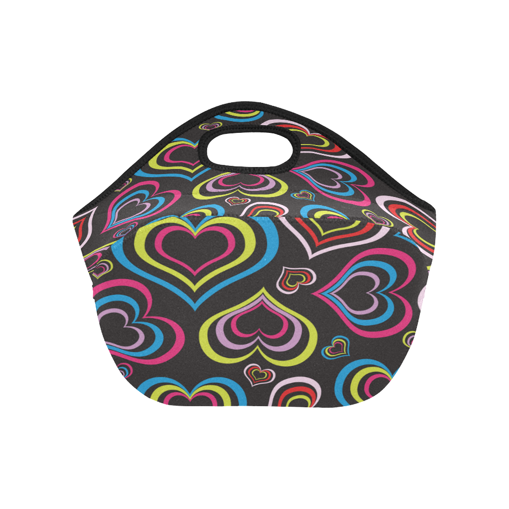 Multicolor Hearts Neoprene Lunch Bag/Small (Model 1669)