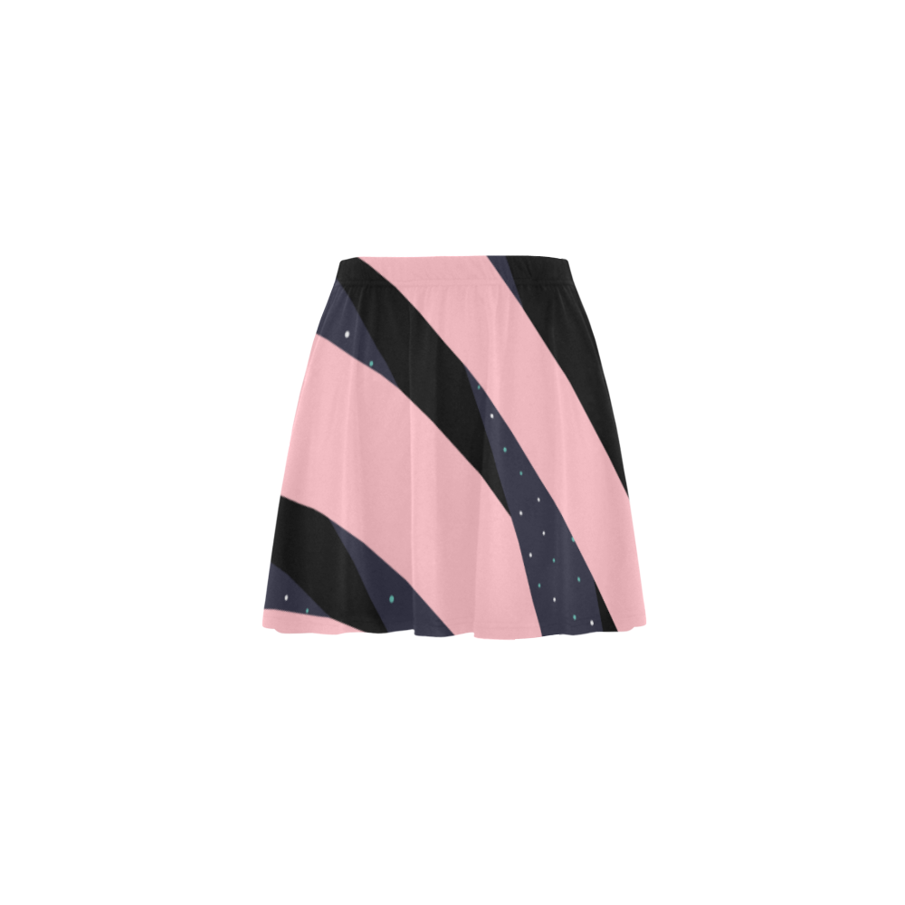 Abstract pink & Navy Mini Skating Skirt (Model D36)