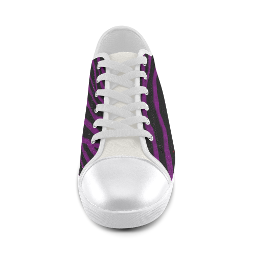 Ripped SpaceTime Stripes - Purple Canvas Shoes for Women/Large Size (Model 016)