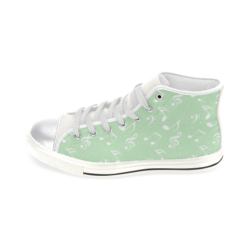 mint green white music Women's Classic High Top Canvas Shoes (Model 017)