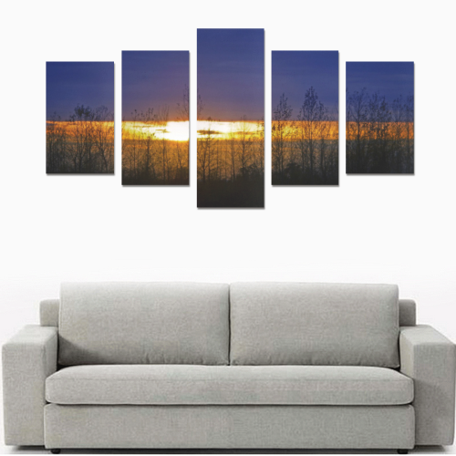 Sunset in trees Canvas Print Sets C (No Frame)
