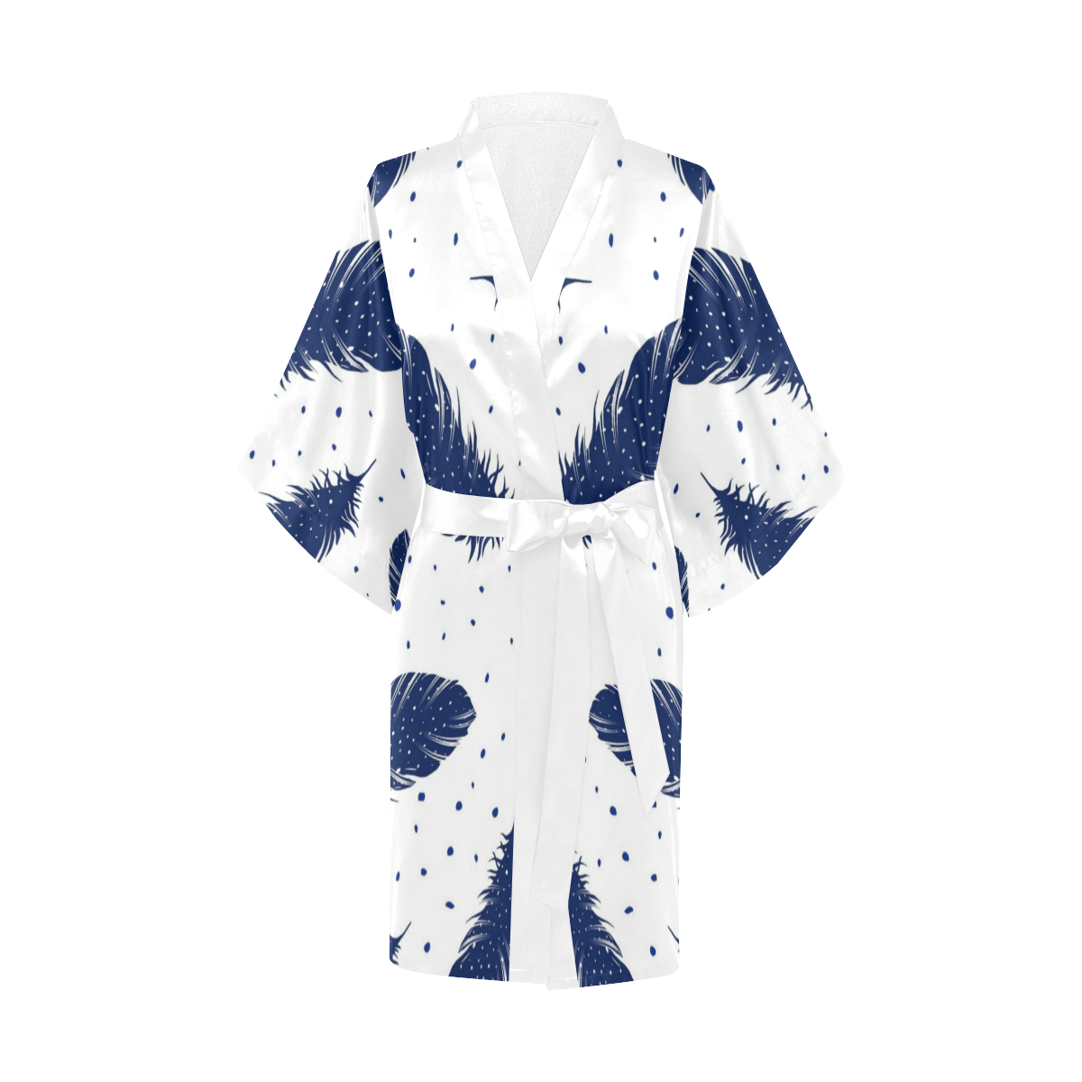 Blue Feathers Kimono Robe