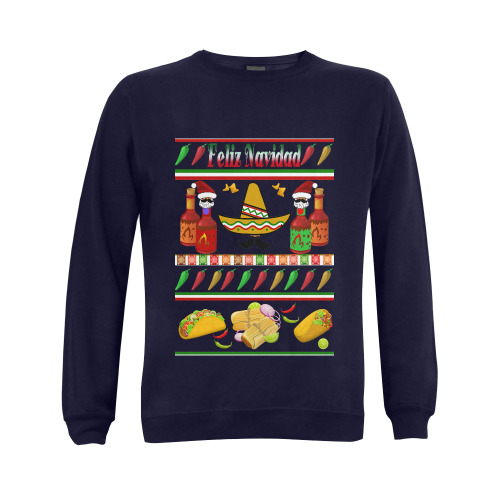 Feliz Navidad Ugly Sweater Black Gildan Crewneck Sweatshirt(NEW) (Model H01)
