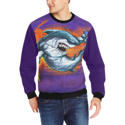 Graffiti Shark (Vest Style) Men's Rib Cuff Crew Neck Sweatshirt (Model H34)