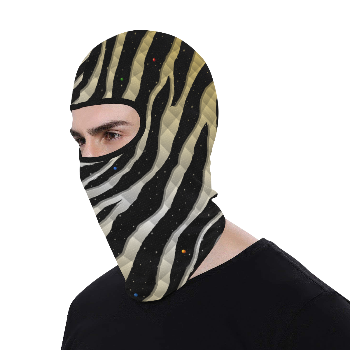 Ripped SpaceTime Stripes - Gold/White All Over Print Balaclava