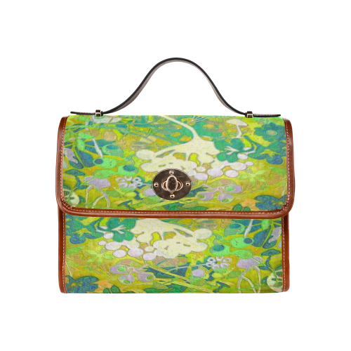 floral 1 abstract in green Waterproof Canvas Bag/All Over Print (Model 1641)