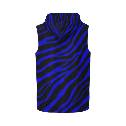 Ripped SpaceTime Stripes - Blue All Over Print Sleeveless Zip Up Hoodie for Men (Model H16)