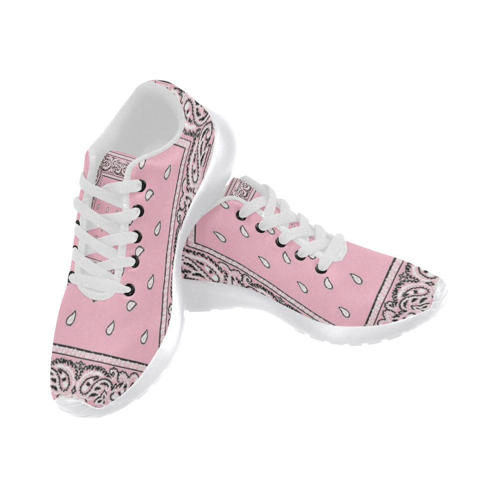 Pink Bandana Women-White Women’s Running Shoes (Model 020)