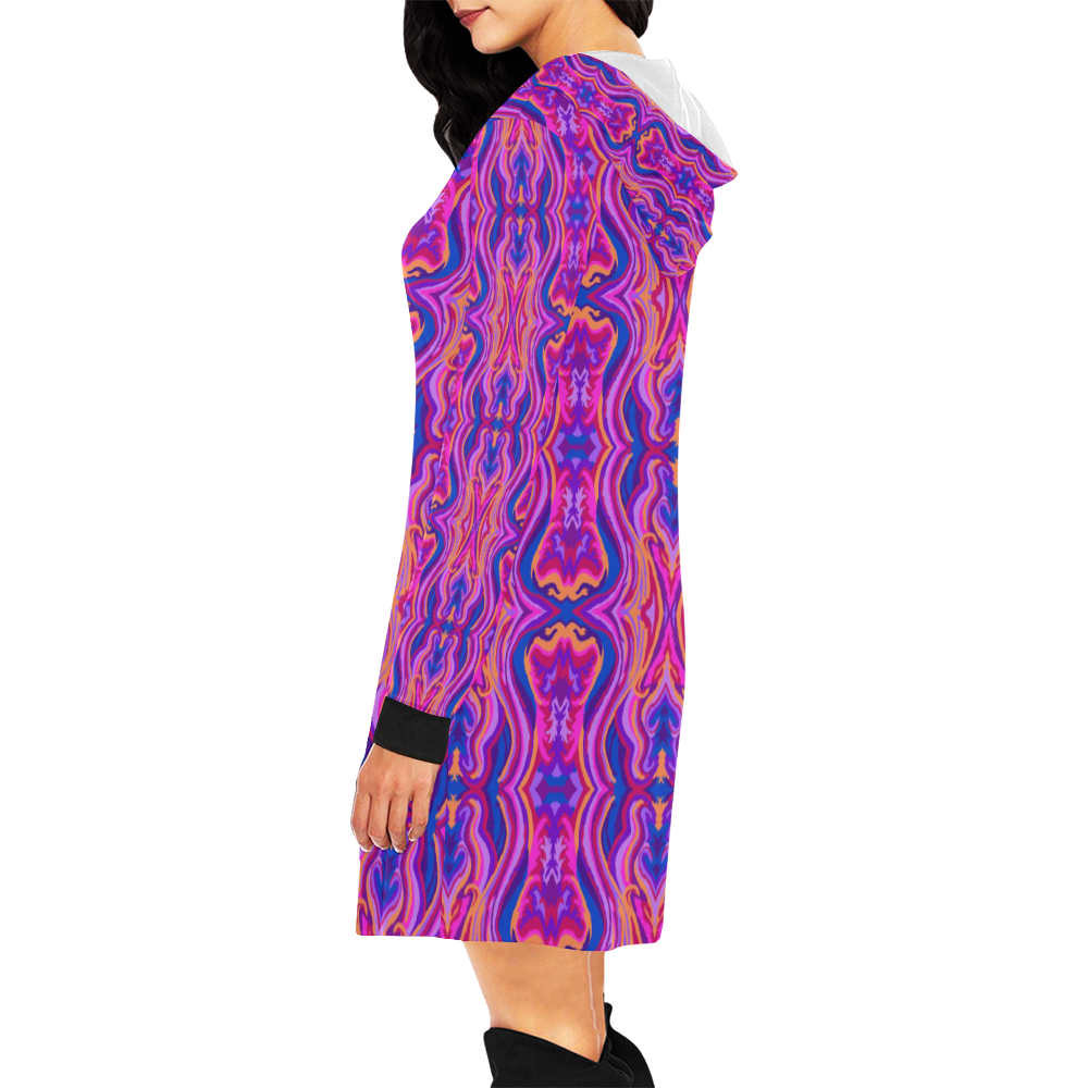 swirl1multi2 All Over Print Hoodie Mini Dress (Model H27)