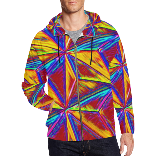 Vivid Life  by JamColors All Over Print Full Zip Hoodie for Men/Large Size (Model H14)