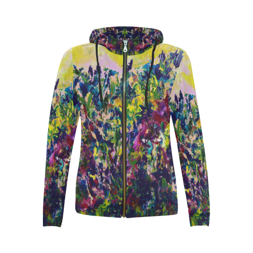 Lilies All Over Print Full Zip Hoodie for Women (Model H14)