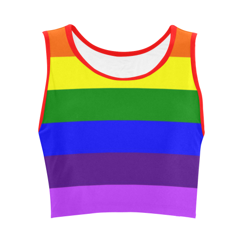 Rainbow Flag (Gay Pride - LGBTQIA+) Women's Crop Top (Model T42)