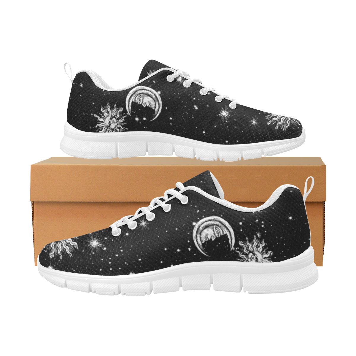 Mystic Stars, Moon and Sun Men's Breathable Running Shoes (Model 055)