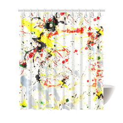 Black, Red, Yellow Paint Splatter Shower Curtain 72"x84"