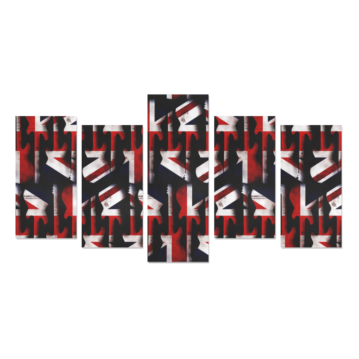 Union Jack British UK Flag Guitars Canvas Print Sets E (No Frame)