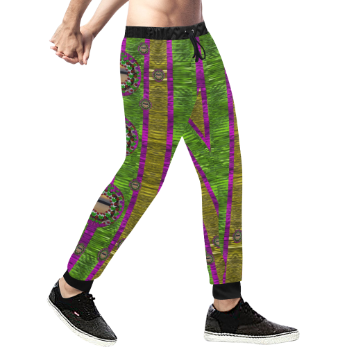 Sunset love in the rainbow decorative Men's All Over Print Sweatpants (Model L11)