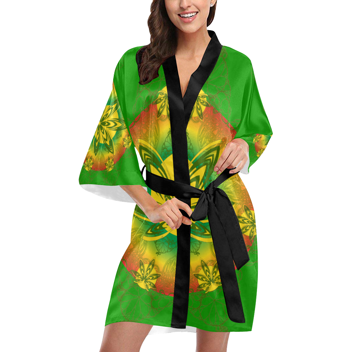 rasta nouveau green Kimono Robe