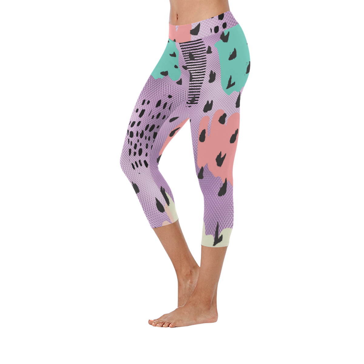 dot pattern Women's Low Rise Capri Leggings (Invisible Stitch) (Model L08)