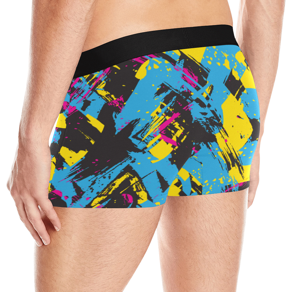 Colorful paint stokes on a black background Men's All Over Print Boxer Briefs (Model L10)
