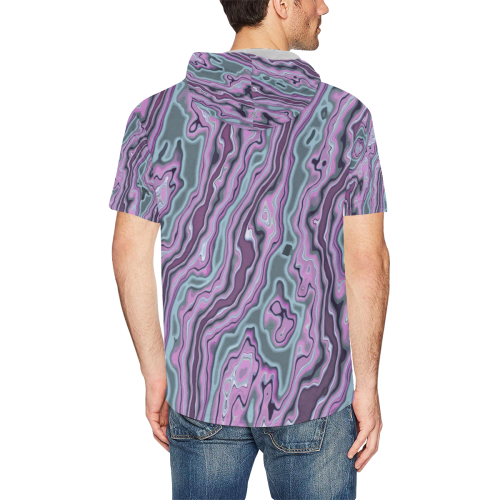 Purple marble All Over Print Short Sleeve Hoodie for Men (Model H32)