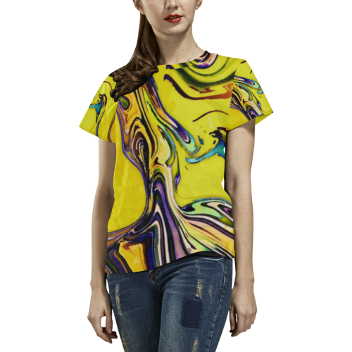Yellow marble All Over Print T-Shirt for Women (USA Size) (Model T40)