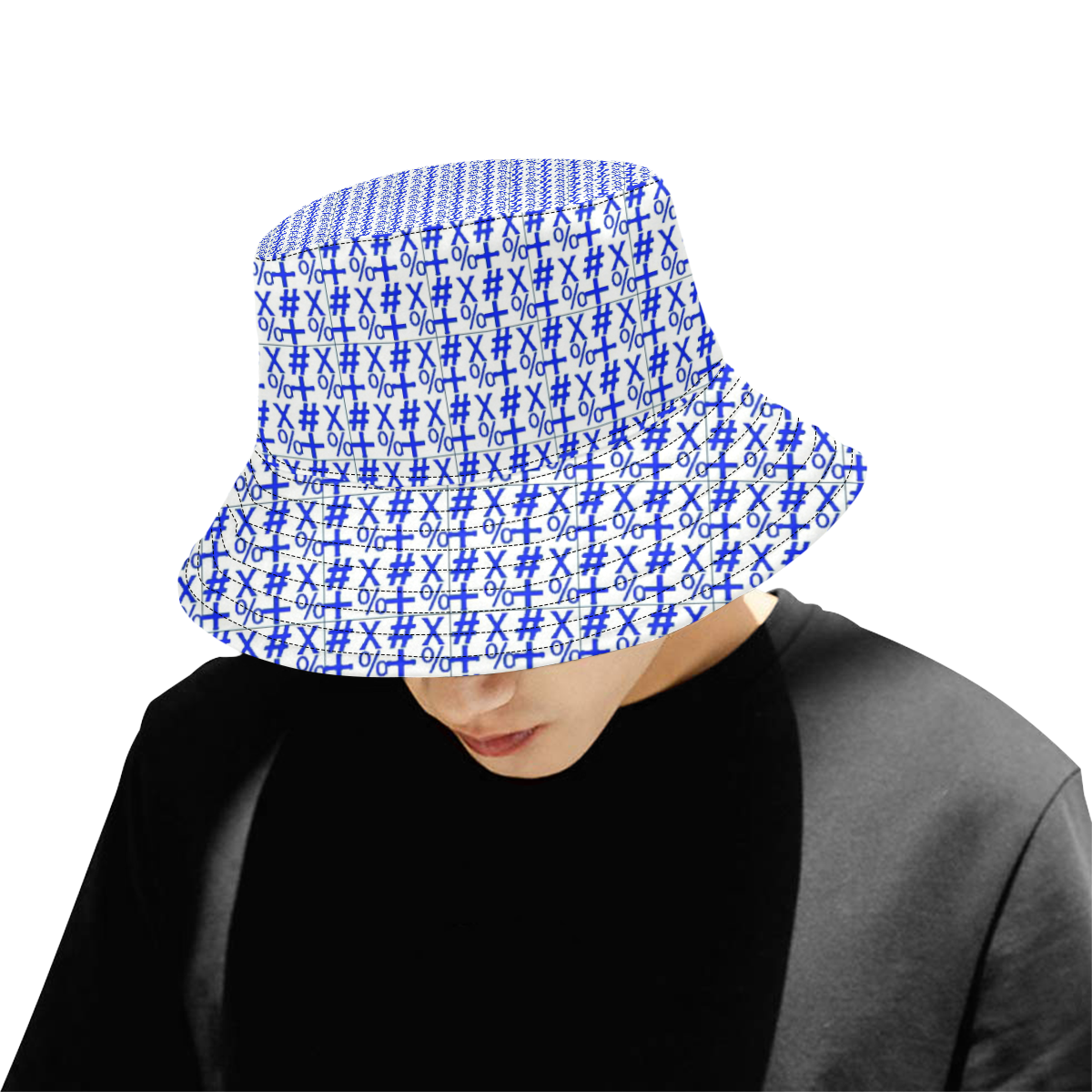 NUMBERS Collection Symbols Blue/White All Over Print Bucket Hat for Men