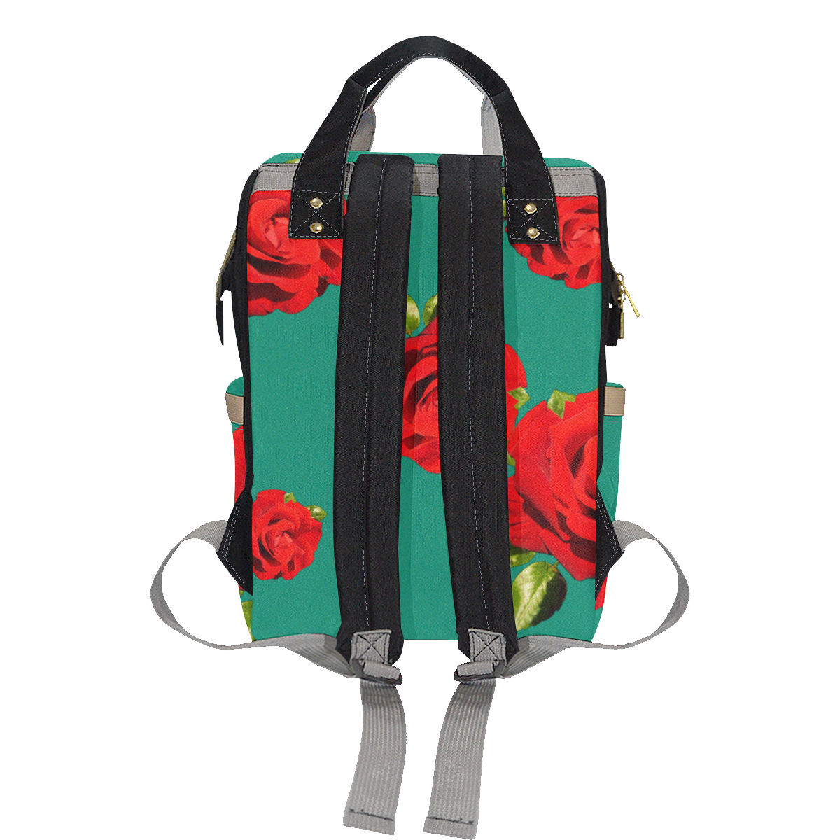 Fairlings Delight's Floral Luxury Collection- Red Rose Multi-Function Diaper Backpack 53086c17 Multi-Function Diaper Backpack/Diaper Bag (Model 1688)