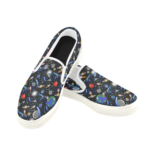 Galaxy Universe - Planets, Stars, Comets, Rockets Women's Slip-on Canvas Shoes (Model 019)