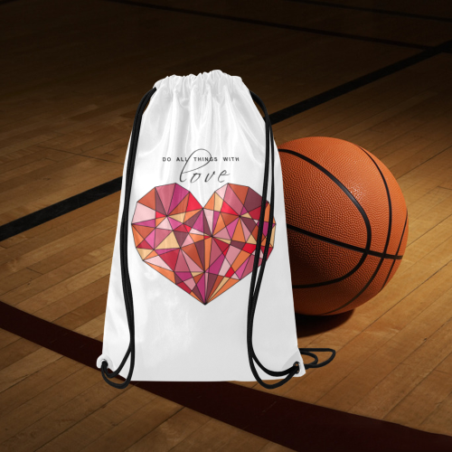 RED HEART WIREFRAME Small Drawstring Bag Model 1604 (Twin Sides) 11"(W) * 17.7"(H)