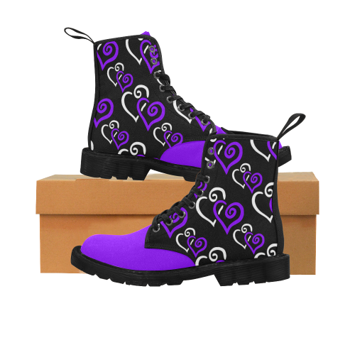 Purple Hearts Cheeky Witch Martin Boots for Women (Black) (Model 1203H)