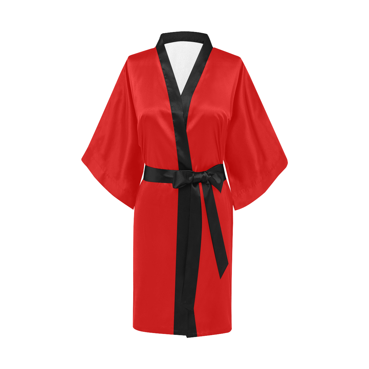 vibrant red with black belt Kimono Robe