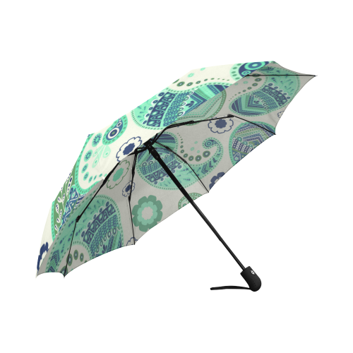 Seafoam Paisley Auto-Foldable Umbrella (Model U04)