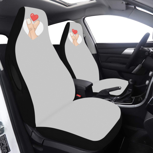 Red Heart Fingers on Silver Car Seat Cover Airbag Compatible (Set of 2)