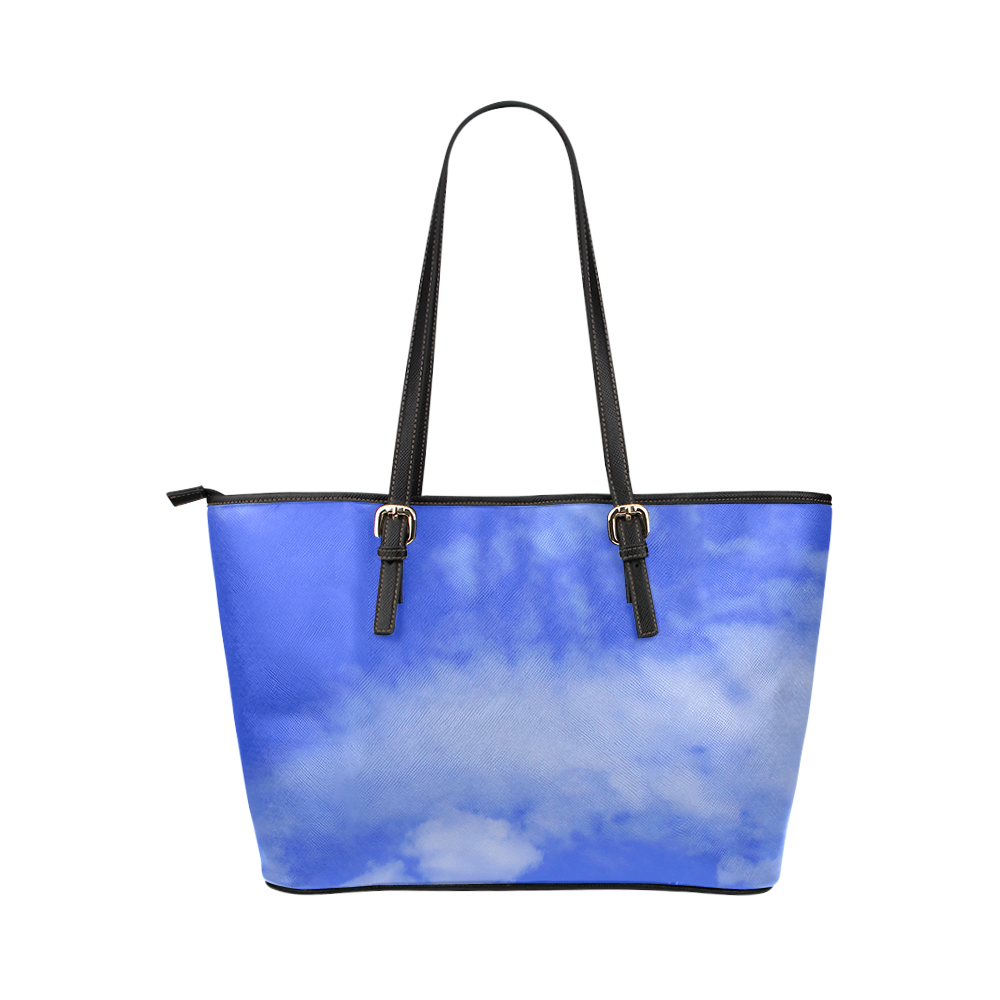 Blue Clouds Leather Tote Bag/Small (Model 1651)