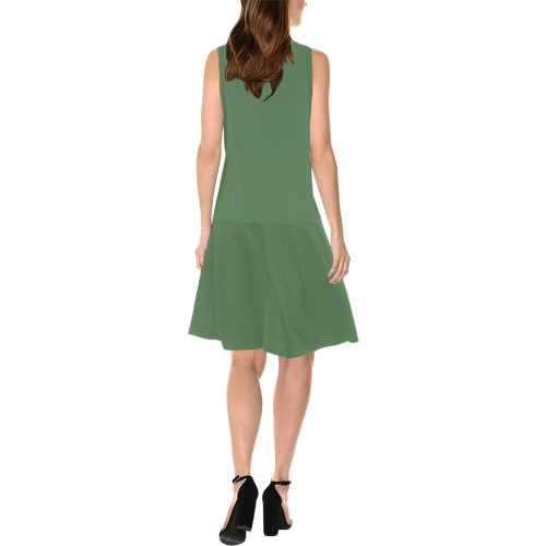 color artichoke green Sleeveless Splicing Shift Dress(Model D17)