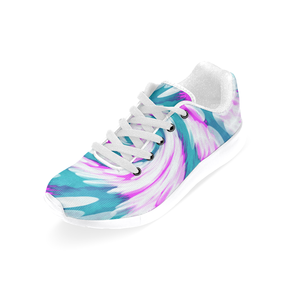 Turquoise Pink Tie Dye Swirl Abstract Men’s Running Shoes (Model 020)