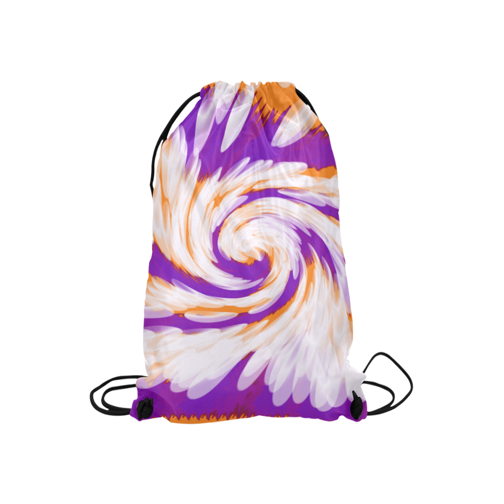 Purple Orange Tie Dye Swirl Abstract Small Drawstring Bag Model 1604 (Twin Sides) 11"(W) * 17.7"(H)