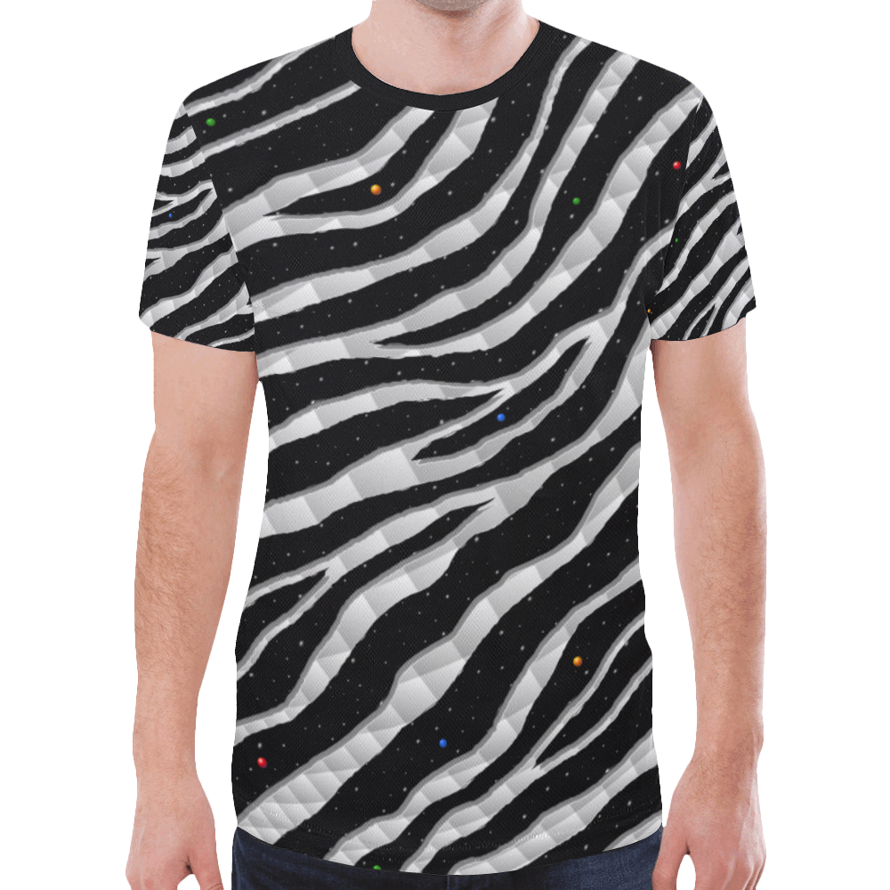 Ripped SpaceTime Stripes - White New All Over Print T-shirt for Men (Model T45)