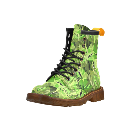 Tropical Jungle Leaves Camouflage High Grade PU Leather Martin Boots For Men Model 402H