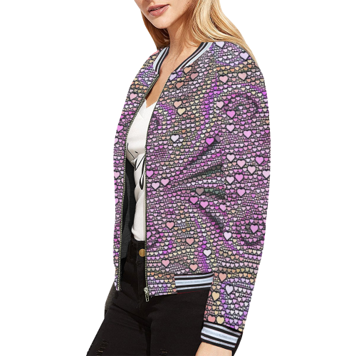 hearts everywhere C by JamColors All Over Print Bomber Jacket for Women (Model H21)