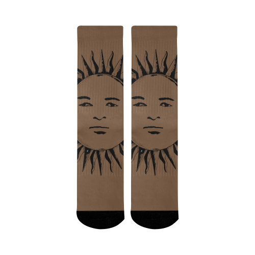 GOD Men Mid Socks Light Brown & Black Mid-Calf Socks (Black Sole)
