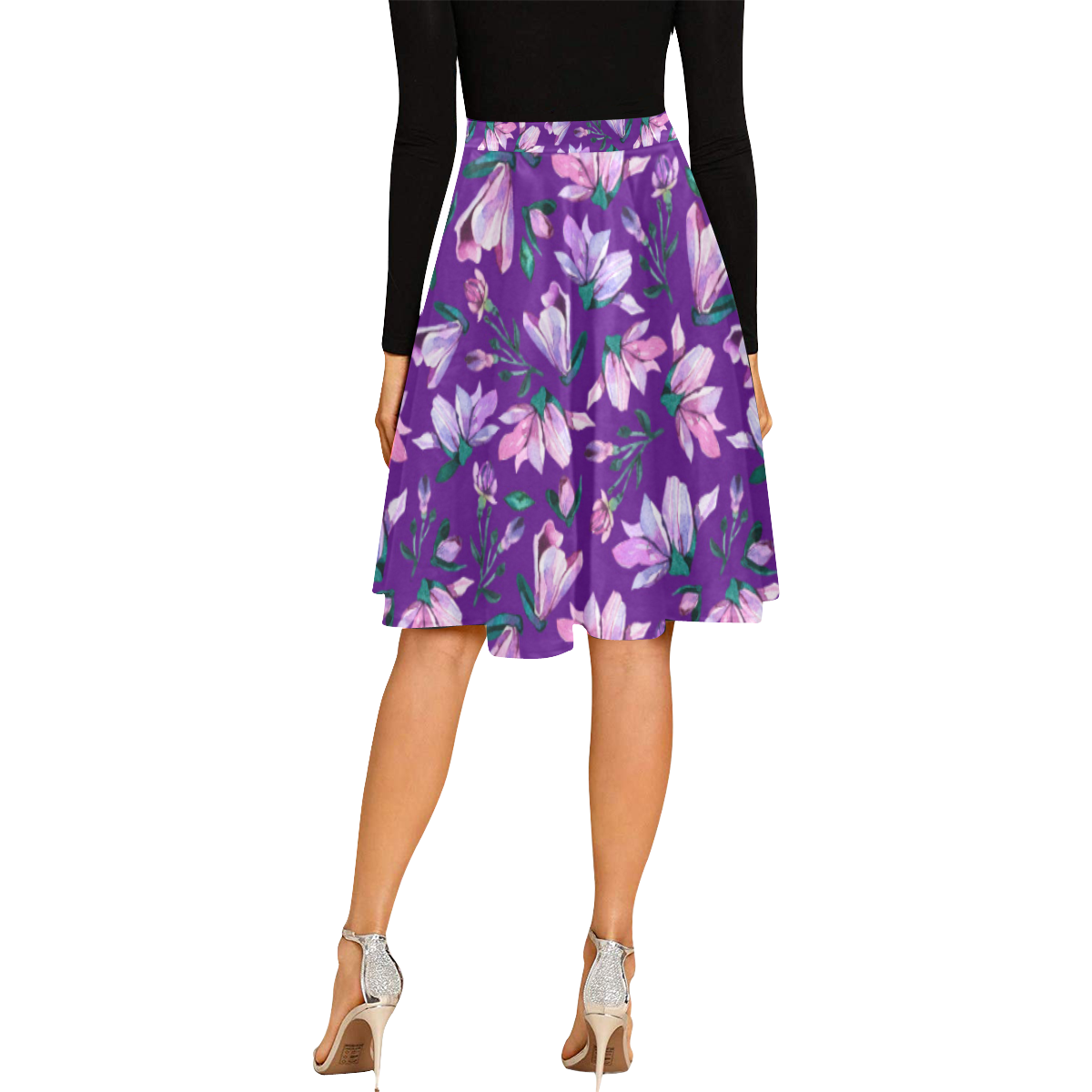 Purple Spring Melete Pleated Midi Skirt (Model D15)