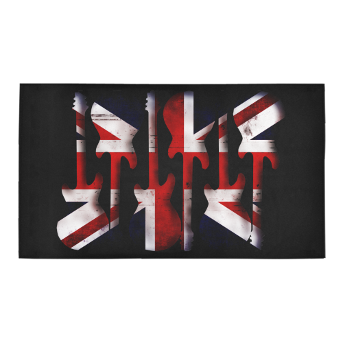 Union Jack British UK Flag Guitars on Black Bath Rug 16''x 28''
