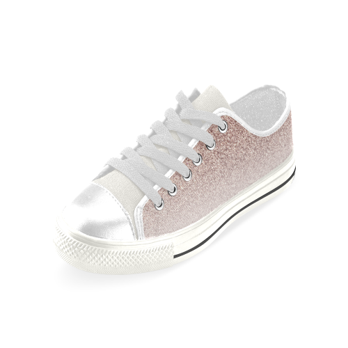 Rose Gold Glitter Ombre Pink White Men's Classic Canvas Shoes (Model 018)
