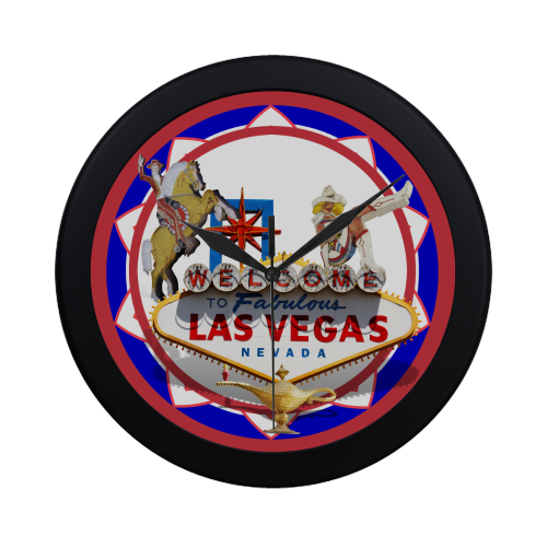 LasVegasIcons Poker Chip - Vegas Sign Circular Plastic Wall clock